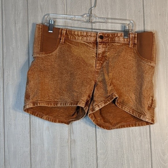 Isabela Maternity Brown Bleach Wash Denim Shorts EUC SZ 10 - Picture 5 of 5
